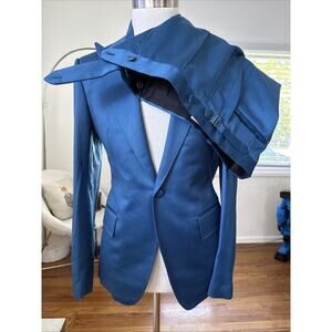 NEW - FRERE Blue Wool Mens Blazer And Pants Evening Suit Sz 40 Custom C. Hodgers